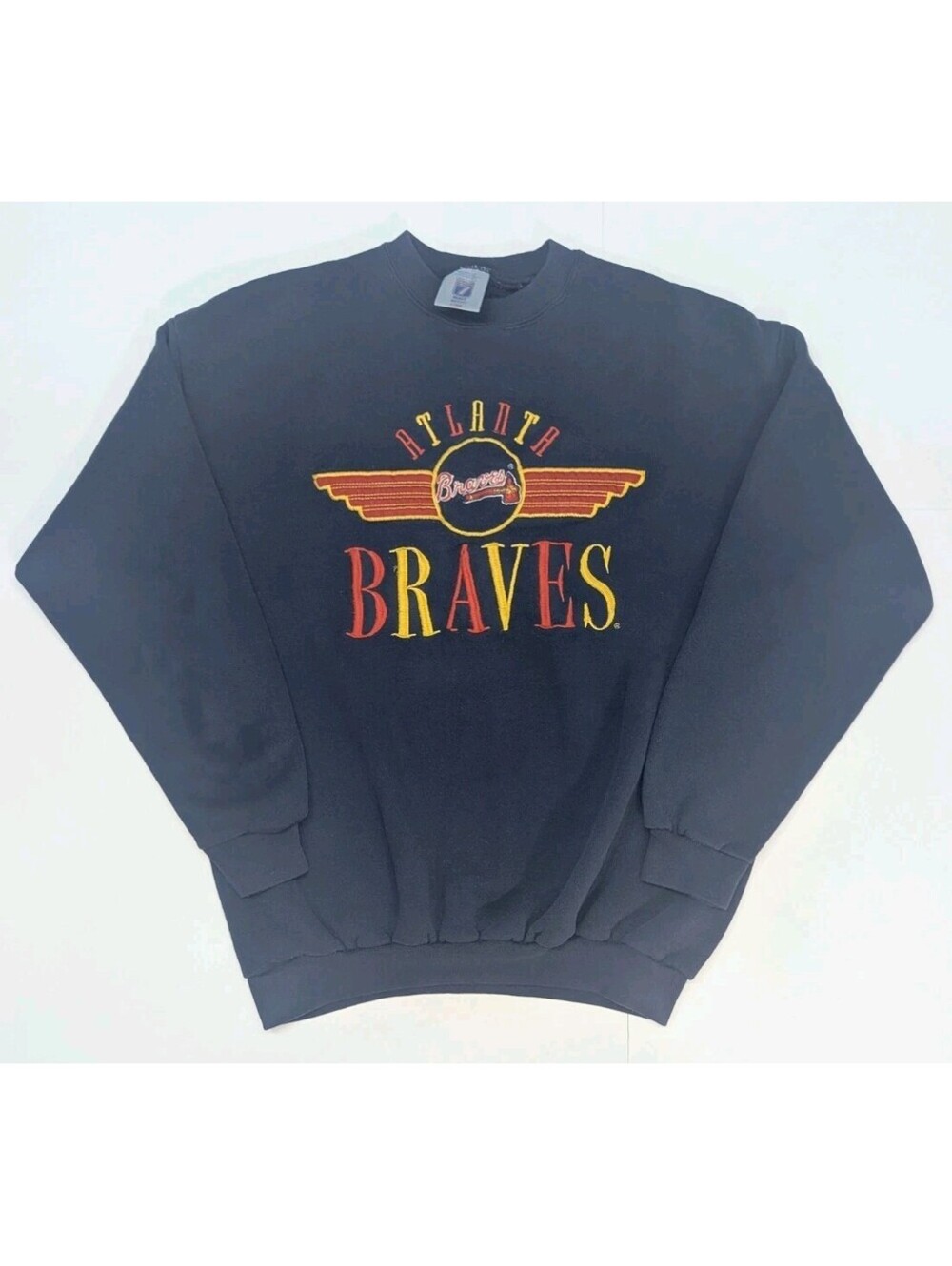 Vintage Atlanta Braves Sweatshirt Winged Ball Large Blue Crewneck 1980s Logo 7